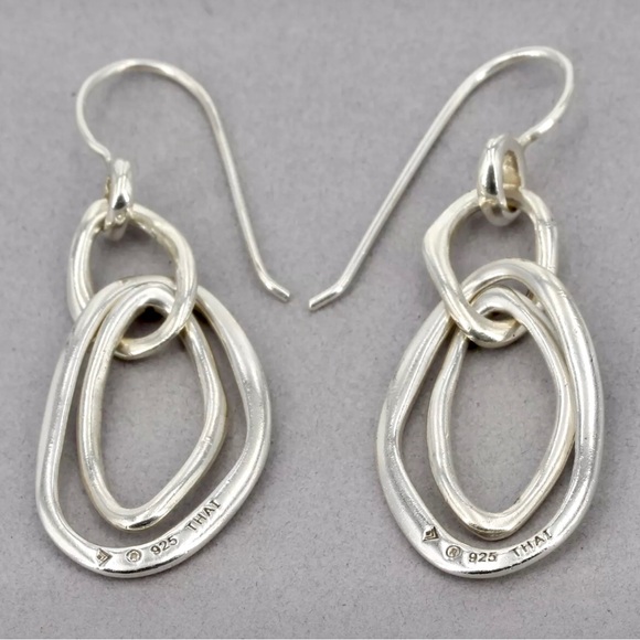 SILPADA Sterling Silver Intertwined Freeform Oval Loop Dangle Earrings W1487 NIB - Picture 2 of 3
